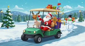 Santa in a Golf Cart